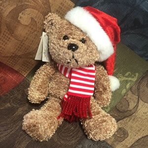 🛍️5/$20🛍️SEARS Teddy Bear with Red Santa Hat.